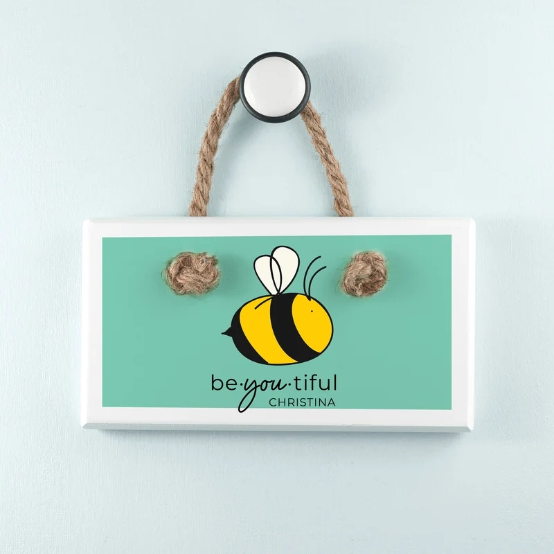 Personalised Bee You White Hanging Sign