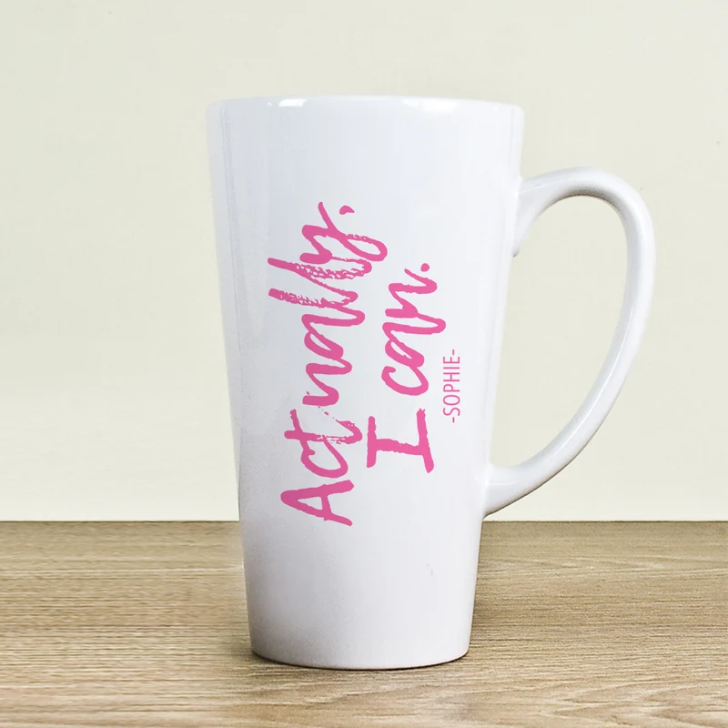 Personalised Actually I Can Handwritten Latte Mug