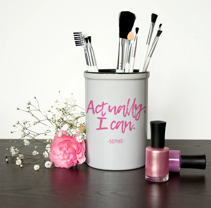 Personalised Actually I Can Handwritten Brush Holder