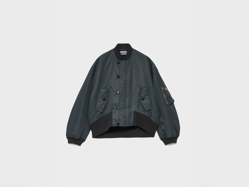 WOMENS OVERSIZED TIPPED HEM BOMBER JACKET IN DARK GREY