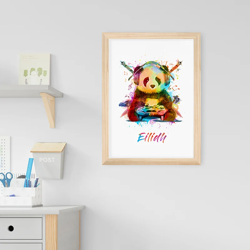 Personalised Personalised Watercolour Panda Gaming Print