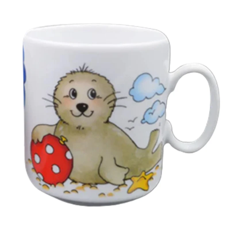 Tasse, Porzellan, „Seehund, Robbe Ball“ mit Wunschnamen - Jeder Name ist möglich!