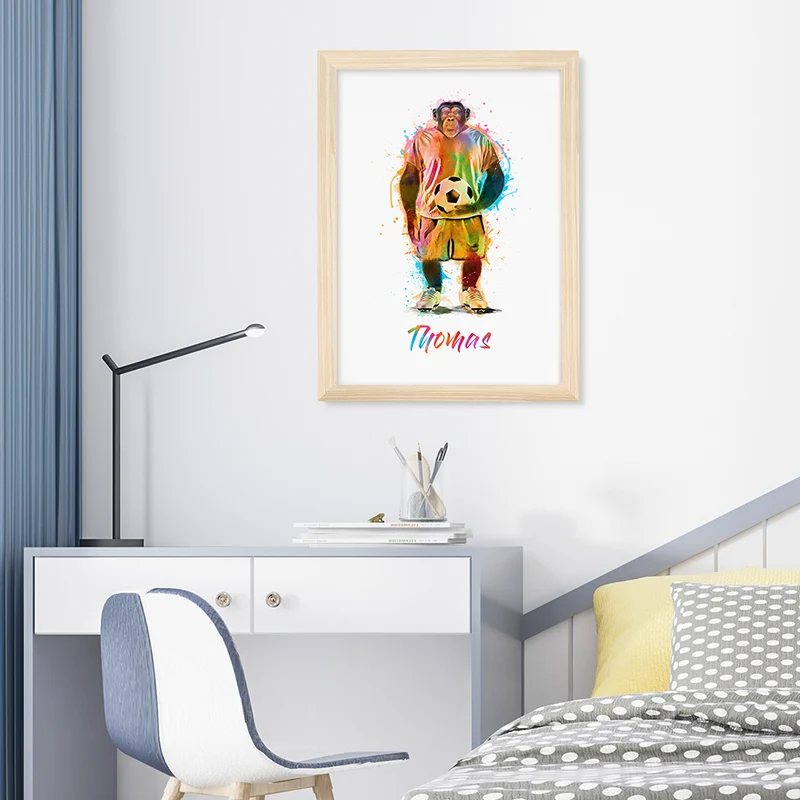 Personalised Personalised Watercolour Chimpanzee Football Print