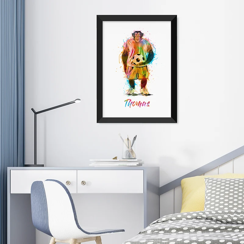 Personalised Personalised Watercolour Chimpanzee Football Print