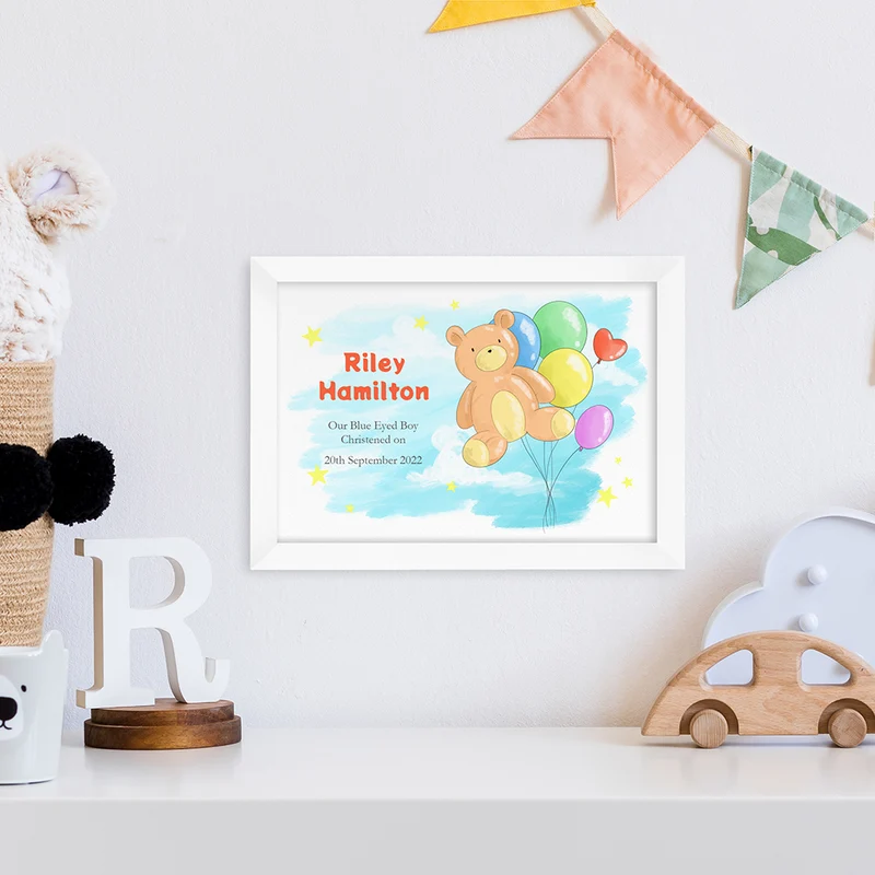 Personalised Personalised Teddy Bear Balloon Framed Print