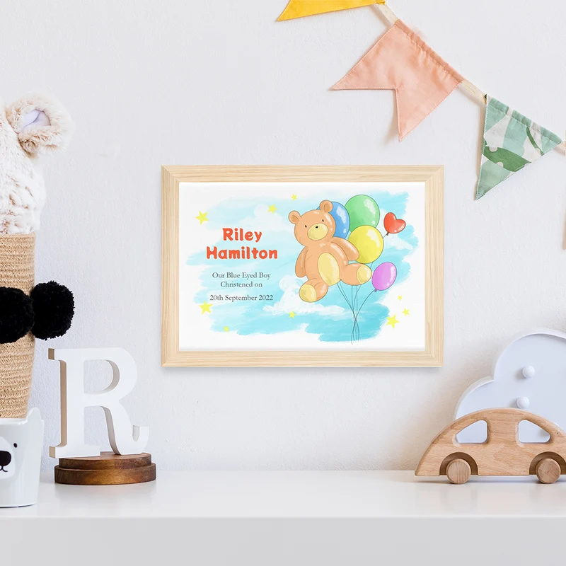Personalised Personalised Teddy Bear Balloon Framed Print