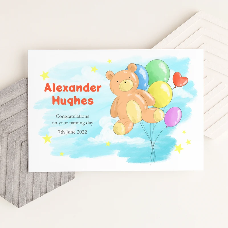 Personalised Personalised Teddy Bear Balloon Framed Print