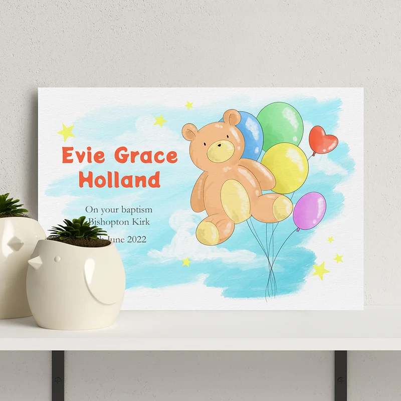 Personalised Personalised Teddy Bear Balloon Framed Print
