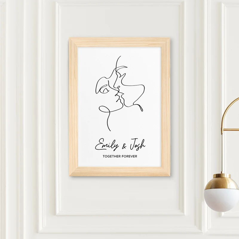 Personalised Personalised Romantic Line Art Loving Couple Print