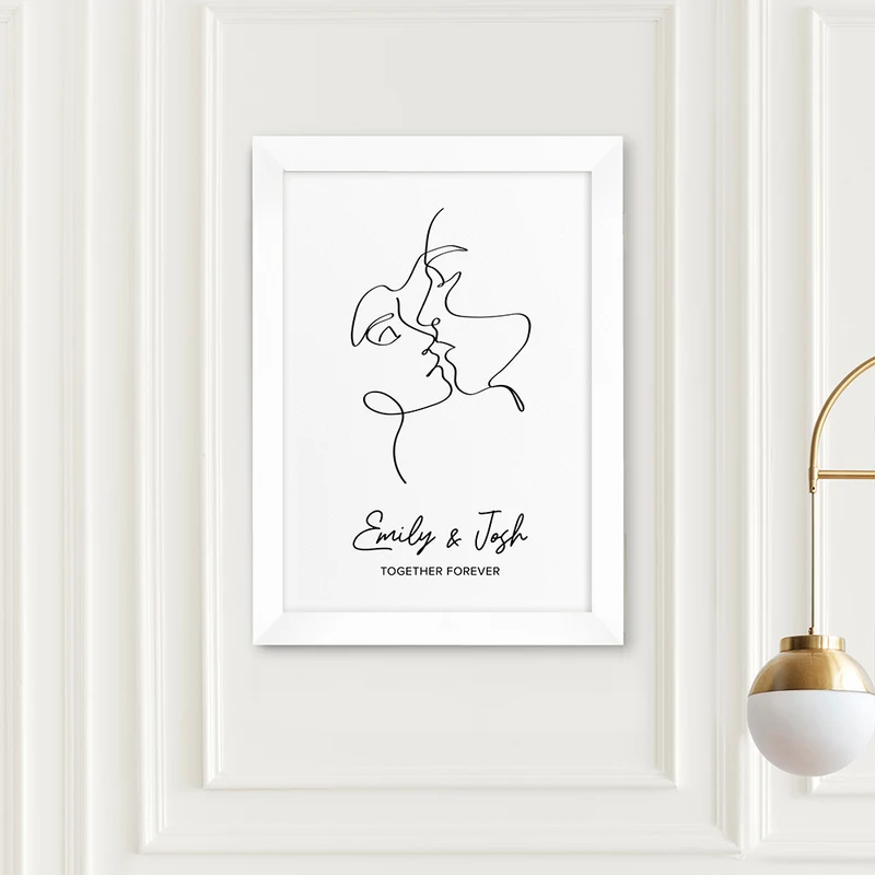 Personalised Personalised Romantic Line Art Loving Couple Print