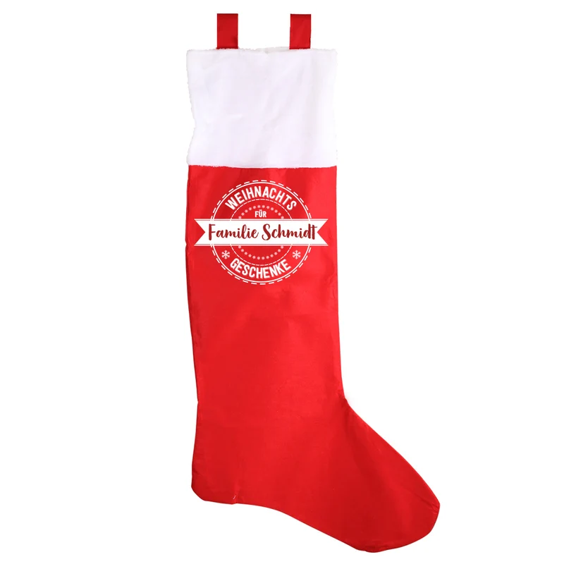 XXL Weihnachtssocke mit persönlichem Aufdruck für Weihnachtsgeschenke