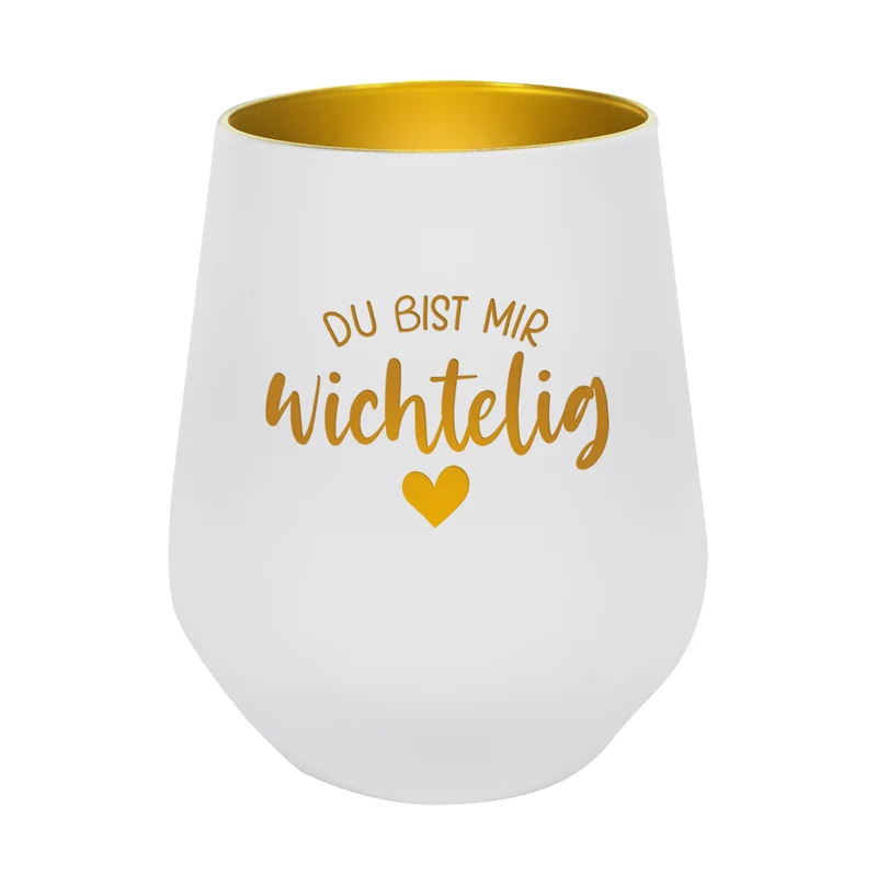 Windlicht 'Du bist mir wichtelig' in Schwarz-Gold & Weiß-Gold | Weihnachtsgeschenk & Wichtelidee