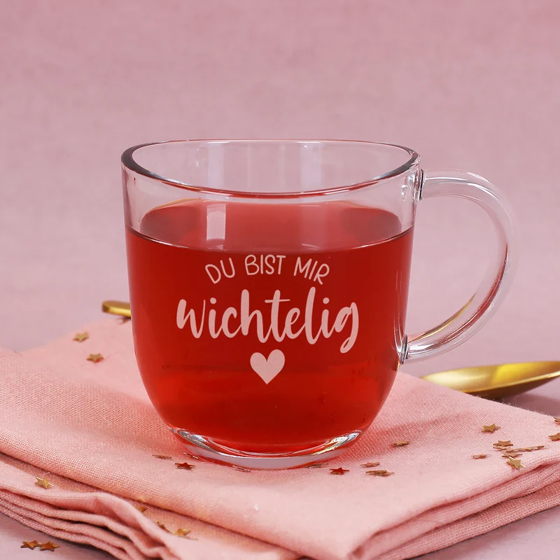Leonardo Teeglas 'Du bist mir wichtelig' mit Gravur | Geschenk zu Weihnachten für Herzensmenschen