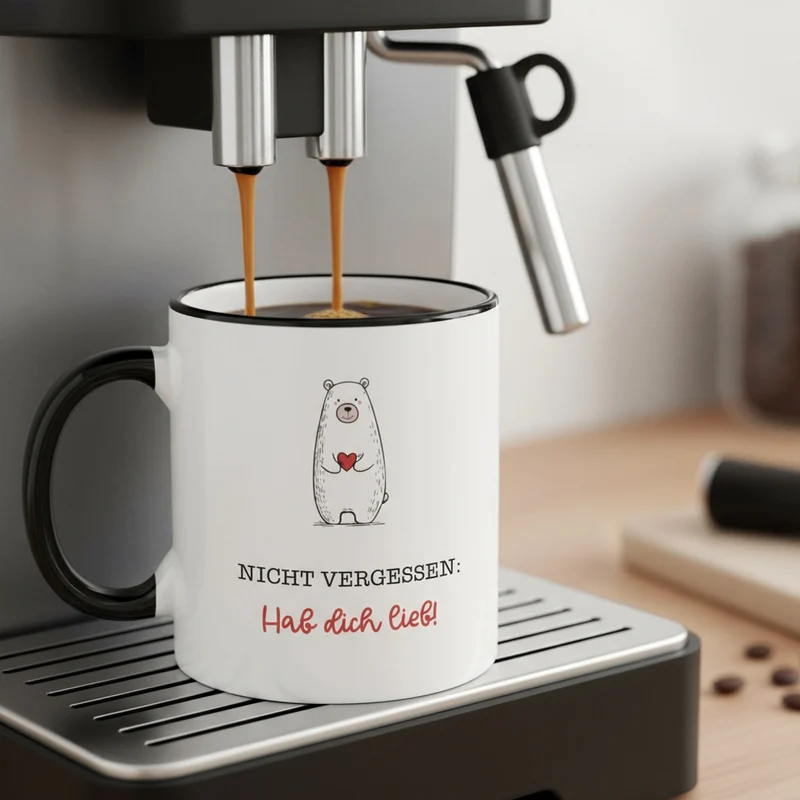 Tasse 'Hab dich lieb' mit Bärenmotiv | Liebevolle Keramiktasse für Partner, Familie & Freunde