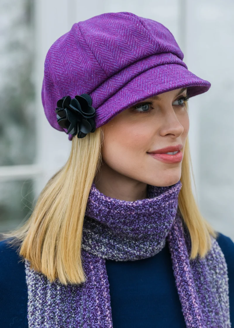 Ladies Mucros Newsboy Cap | Premium Tweed | Purple