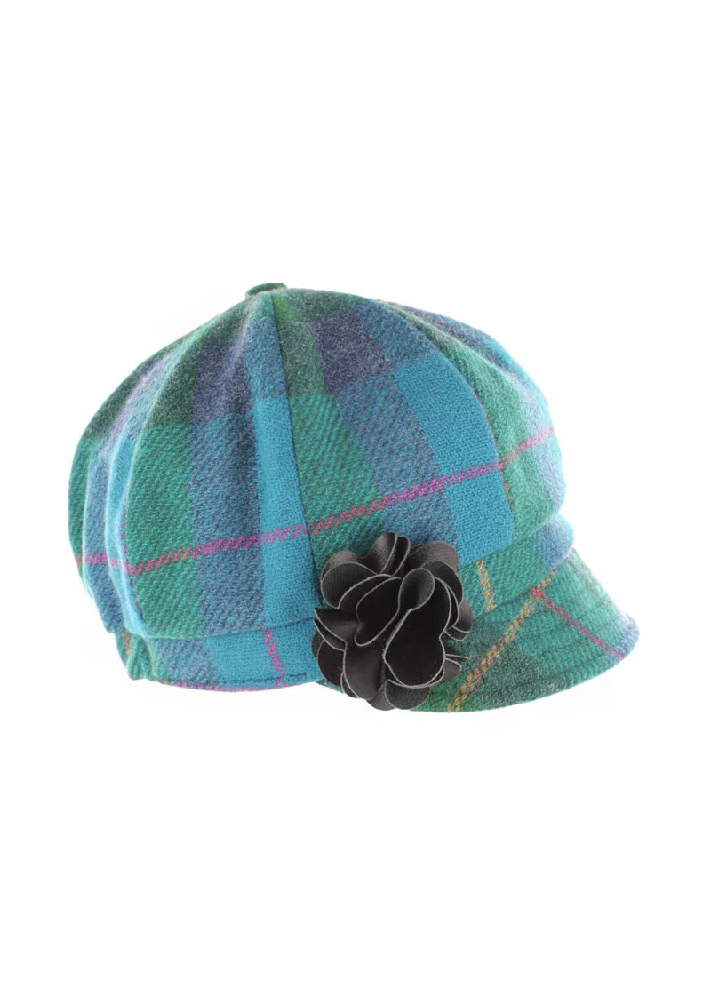 Ladies Mucros Newsboy Cap | Multi Check Tweed
