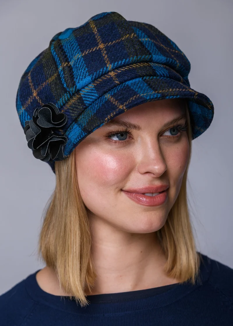 Ladies Mucros Newsboy | Navy Check