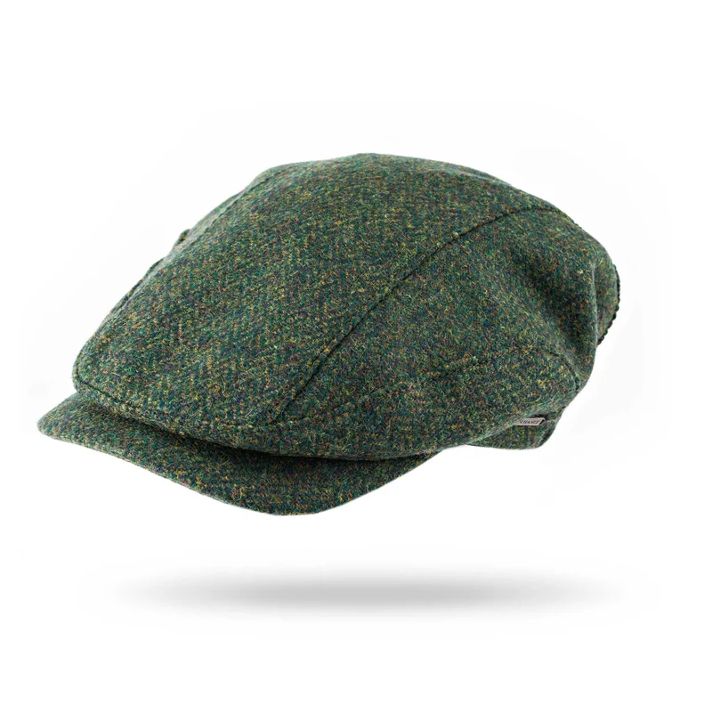 Driving Cap Forest Green Herringbone