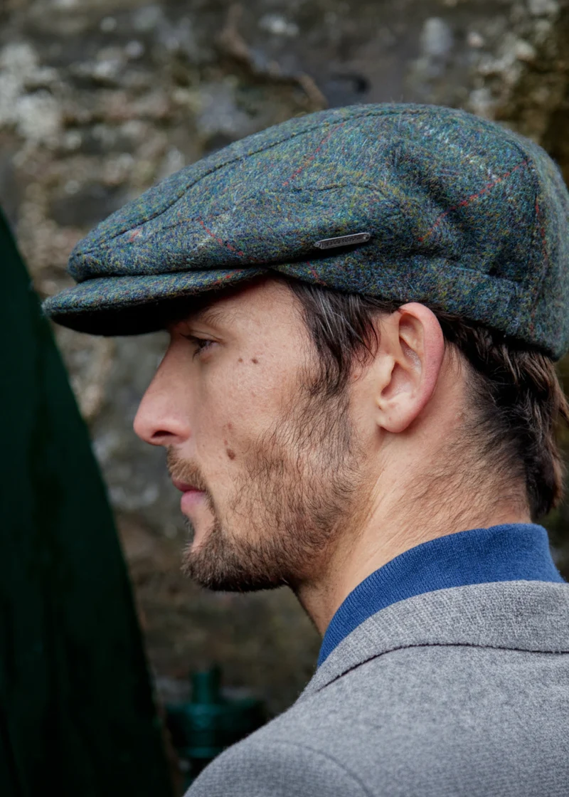 Driving Cap Sea Green & Blue Windowpane