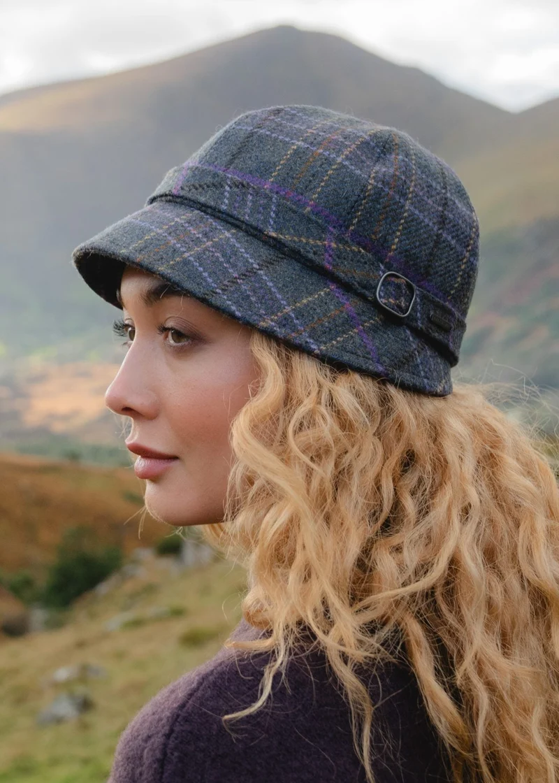 Ladies Tweed Hat Blue Green | Purple Overchecks