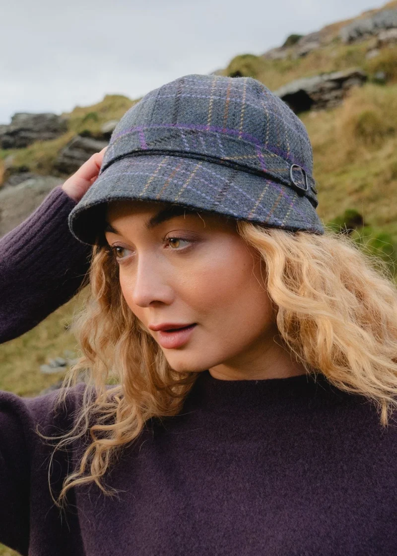 Ladies Tweed Hat Blue Green | Purple Overchecks