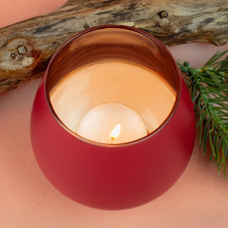Personalisiertes Windlicht zu Weihnachten graviert mit Name & Schneeflockenmotiv in Rot oder Grün