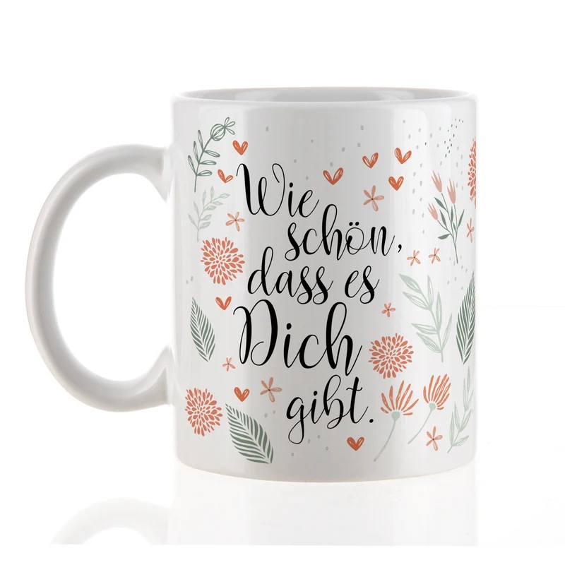 Keramik Tasse - Wie schön, dass es Dich gibt | Geschenk zum Geburtstag, Muttertag oder als Dankeschön
