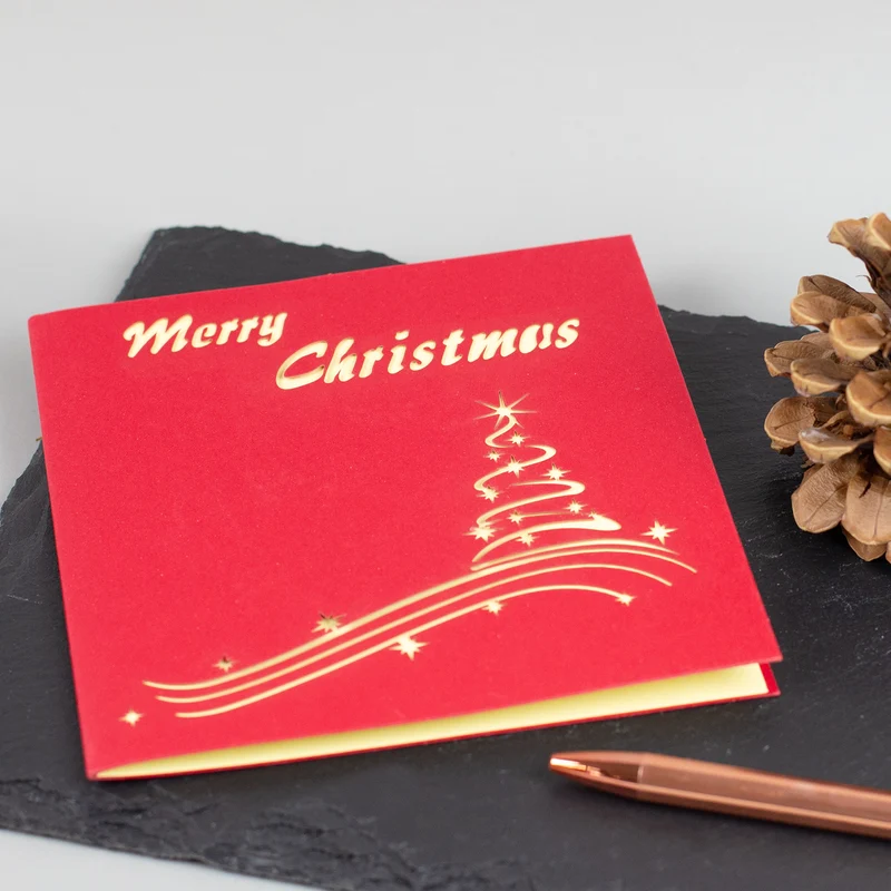 3D Weihnachts-Grußkarten mit aufklappbarem Scherenschnitt-Motiv