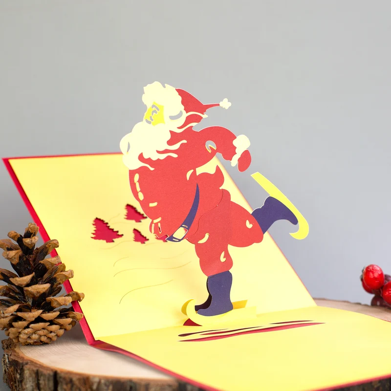 3D Weihnachts-Grußkarten mit aufklappbarem Scherenschnitt-Motiv