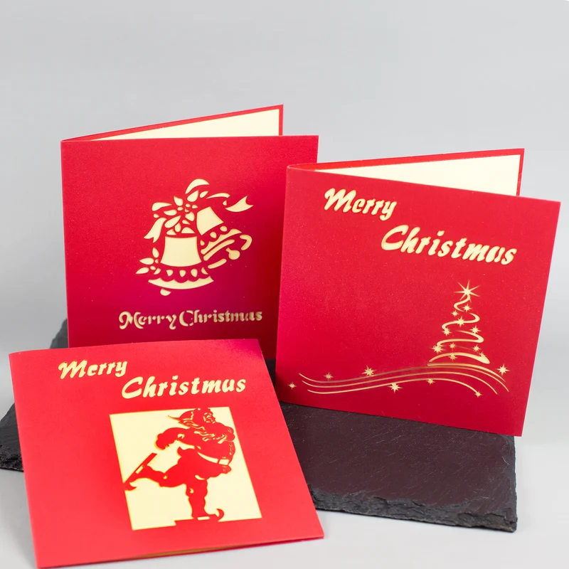 3D Weihnachts-Grußkarten mit aufklappbarem Scherenschnitt-Motiv