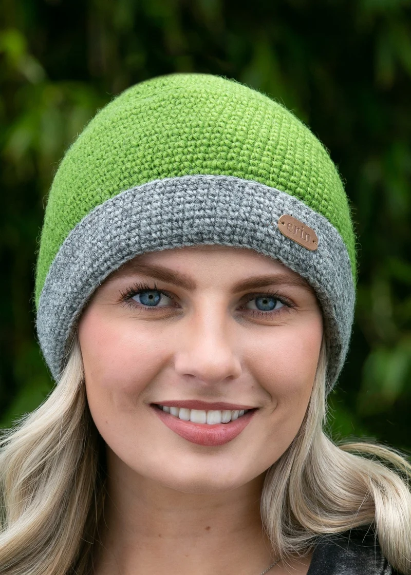 Erin Crochet Turn up Hat | Moss Green