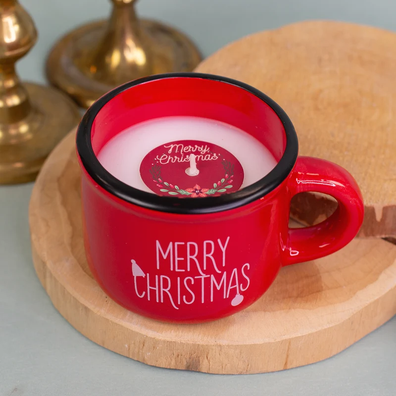 Weihnachtskerze in Dolomitetasse mit Motivauswahl