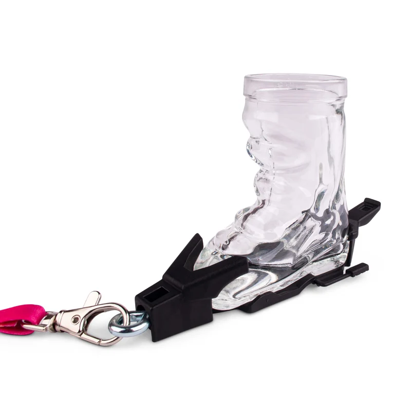 Skischuh Schnapsglas mit Bindung