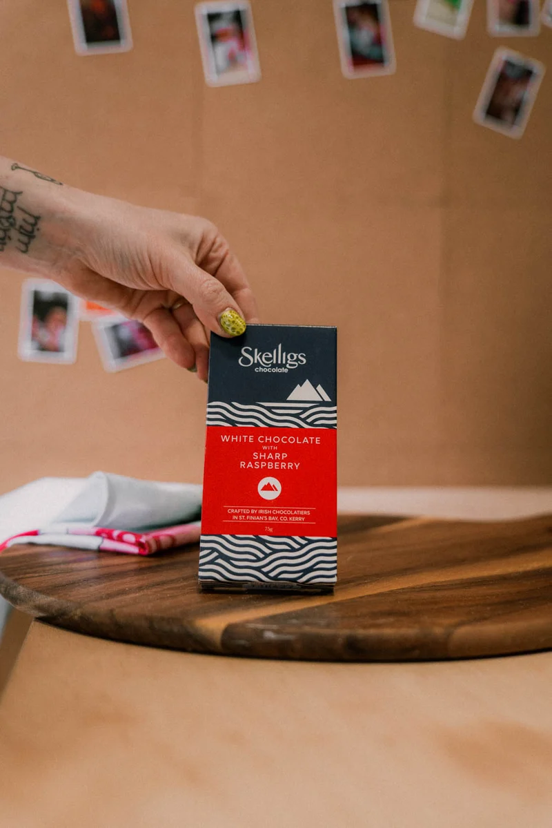 White Chocolate & Sharp Raspberry Chocolate Bar | Skelligs Chocolate