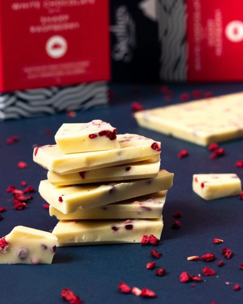 White Chocolate & Sharp Raspberry Chocolate Bar | Skelligs Chocolate