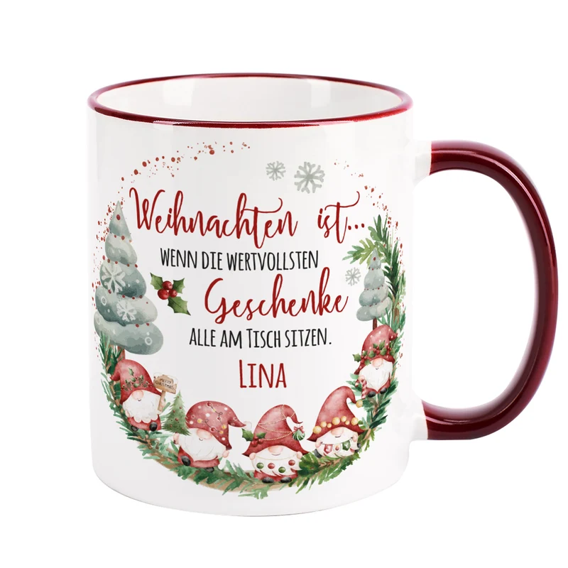 Personalisierte Weihnachtstasse mit Wichtelmotiv und Name | Weihnachtsgeschenk & Wichtelgeschenk