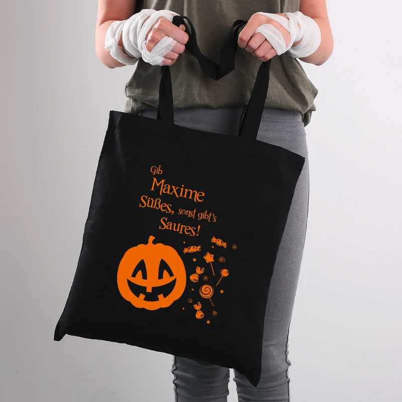 Halloween Süßigkeiten Beutel personalisierbar mit Name | Süßes sonst gibt´s Saures