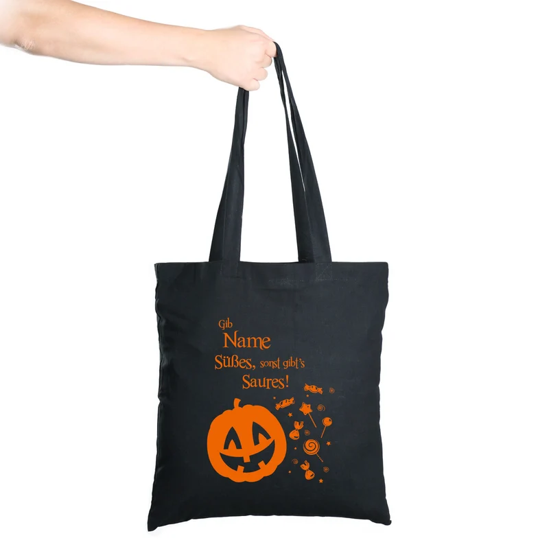 Halloween Süßigkeiten Beutel personalisierbar mit Name | Süßes sonst gibt´s Saures