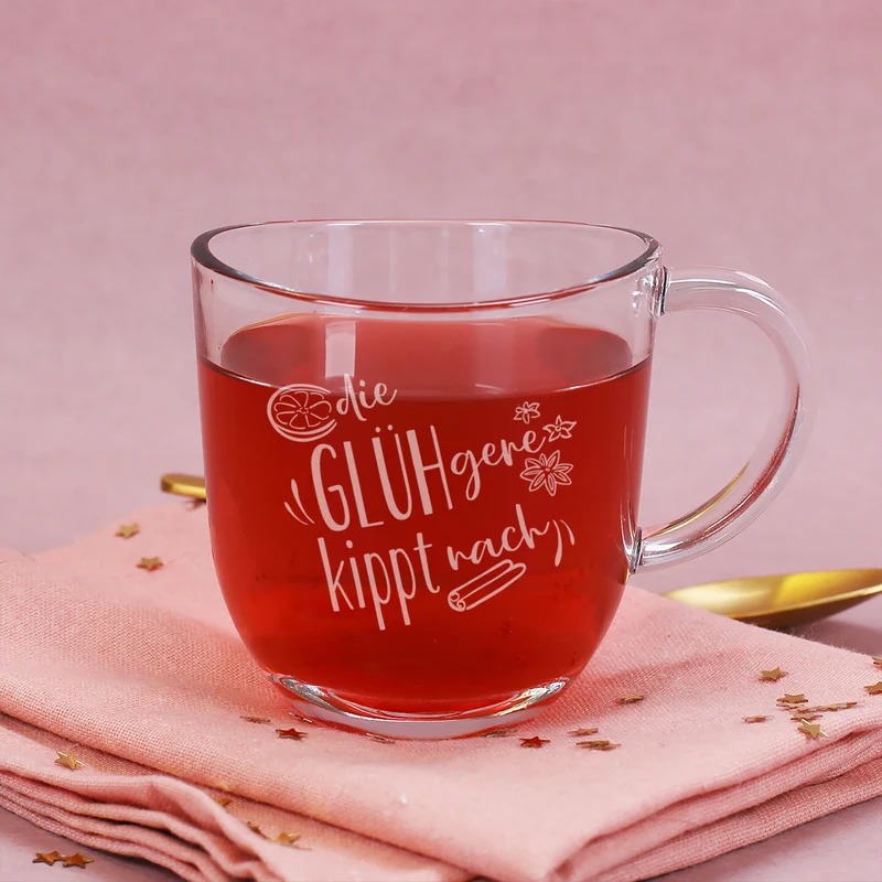 Gravierte Glühweintasse aus Glas mit lustigem Spruch | 280 ml | Varianten für Männer & Frauen