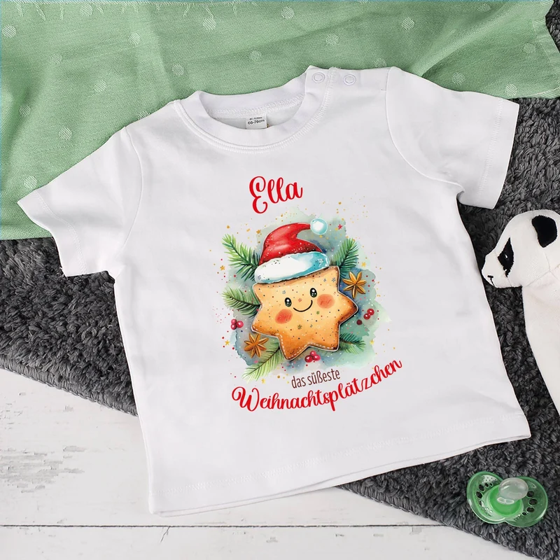 Baby T-Shirt - das süßeste Weihnachtsplätzchen - zu Weihnachten mit Name