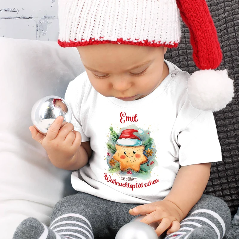 Baby T-Shirt - das süßeste Weihnachtsplätzchen - zu Weihnachten mit Name