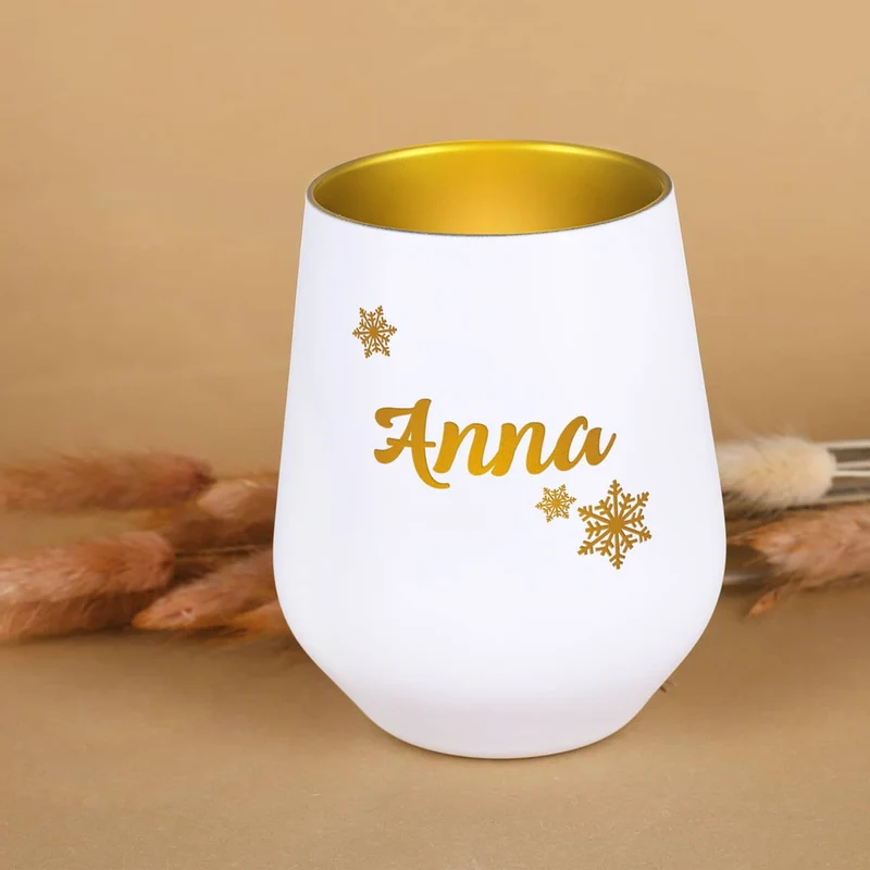 Winterliches Windlicht mit individueller Namensgravur