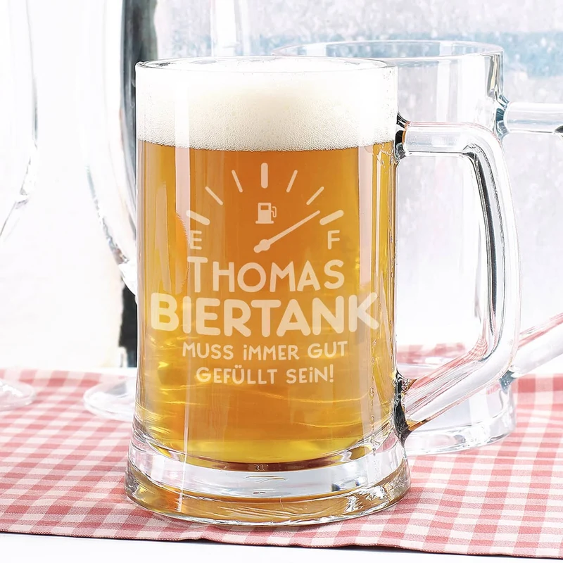 Bierseidelglas "Biertank" mit Namensgravur
