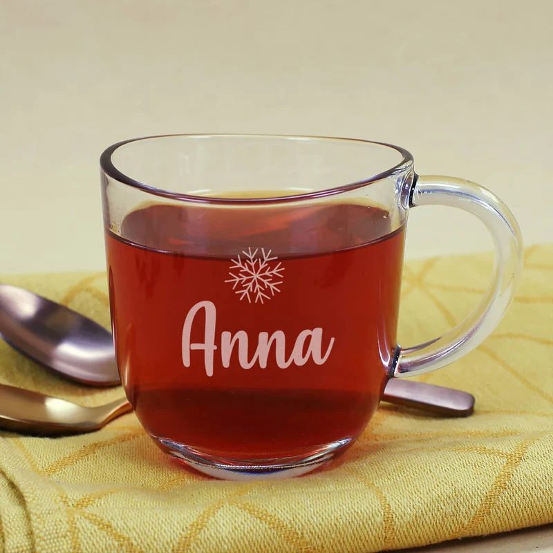 Teeglas oder Glühweinglas - Schneeflocke - mit Namensgravur