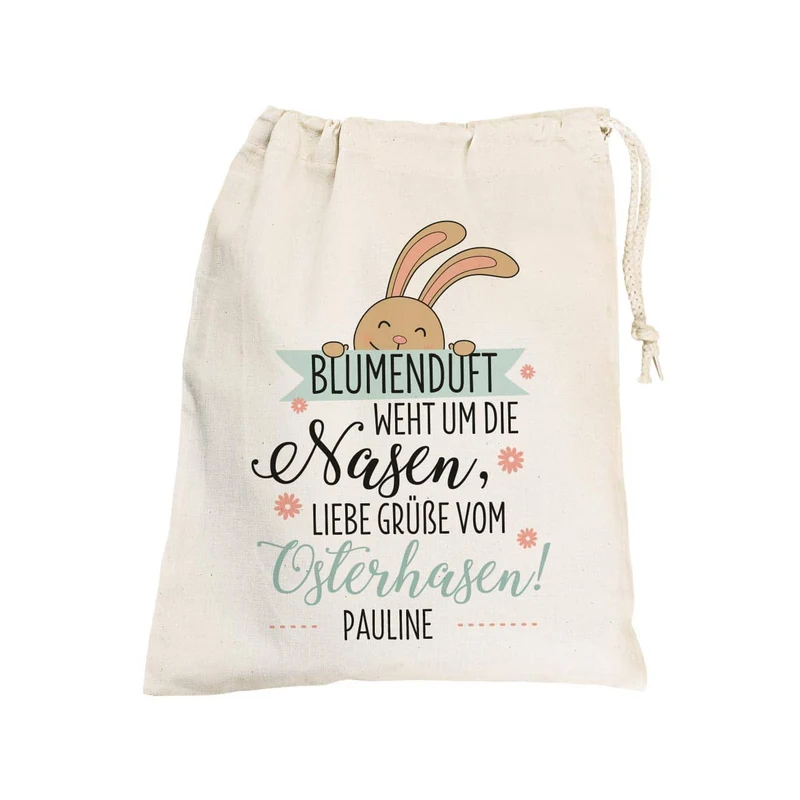 Blumenduft weht um die Nasen - Geschenksack zu Ostern mit Ihrem Wunschnamen