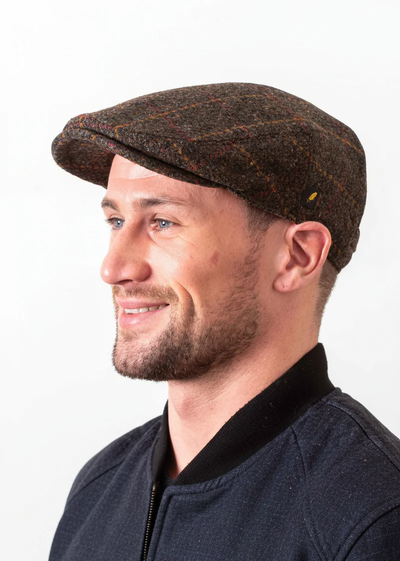 The Dubliner Cap | Donegal Tweed Brown Check | Irish Flat Cap