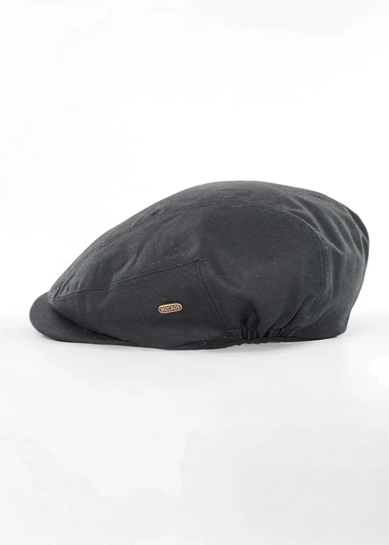Mucros Black Wax Kerry Cap | Waterproof Flat Cap