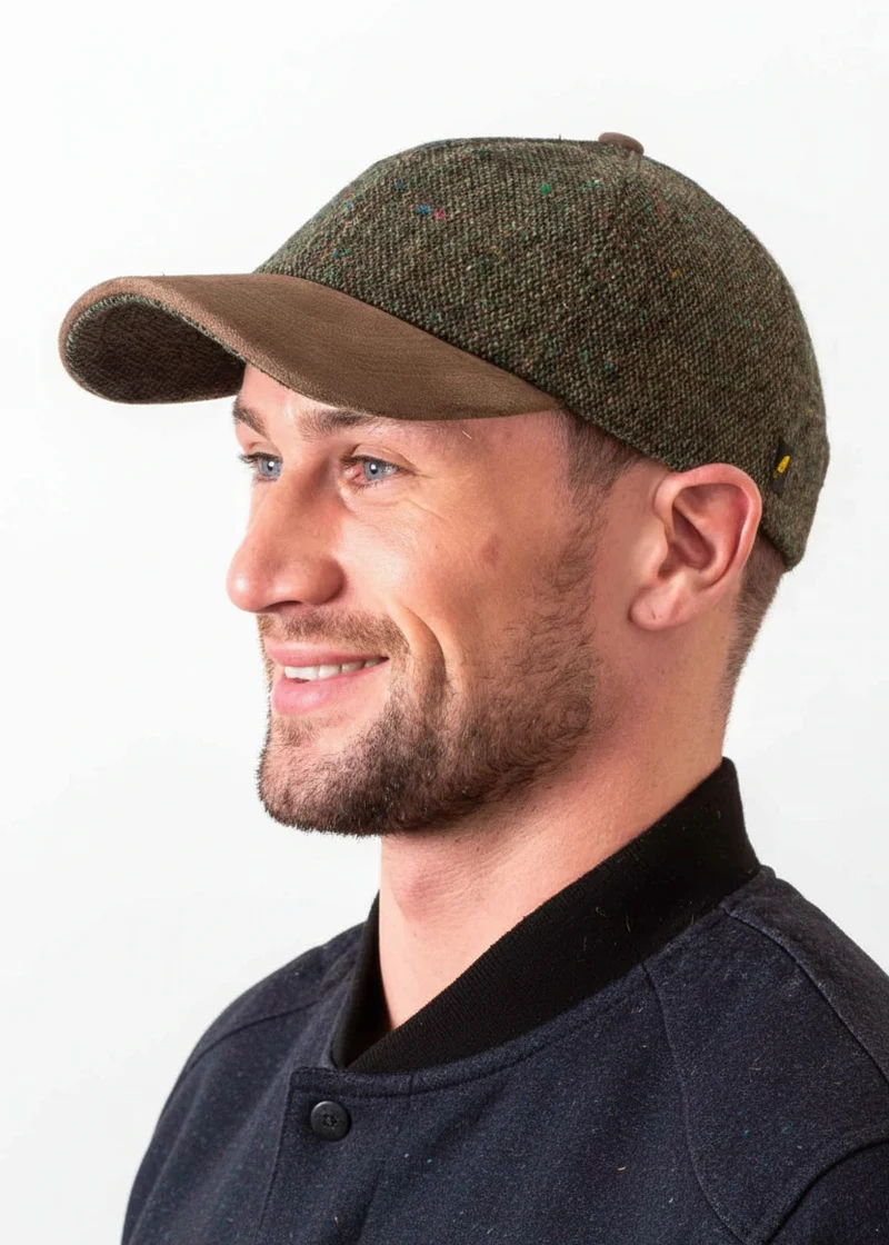 Donegal Tweed Baseball Cap | Green Salt & Pepper | 100% Irish Wool