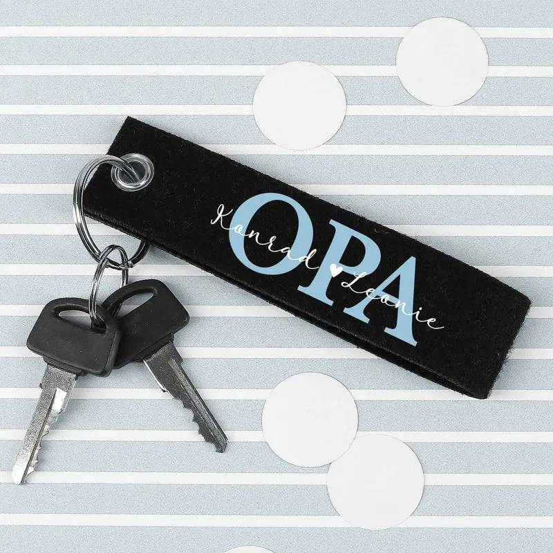 Filz Schlüsselanhänger OMA / OPA mit Ihrem Wunschtext