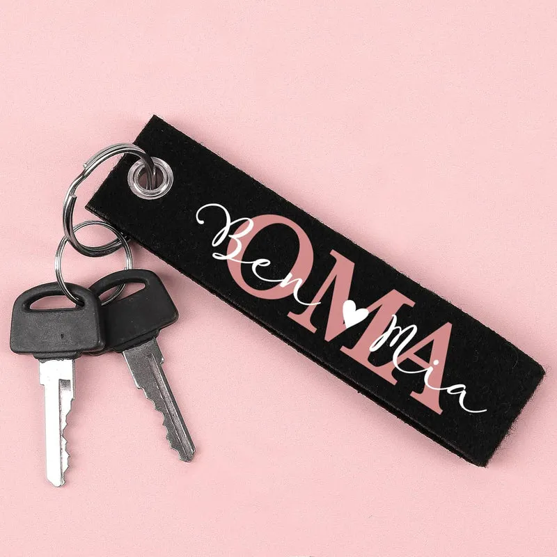 Filz Schlüsselanhänger OMA / OPA mit Ihrem Wunschtext